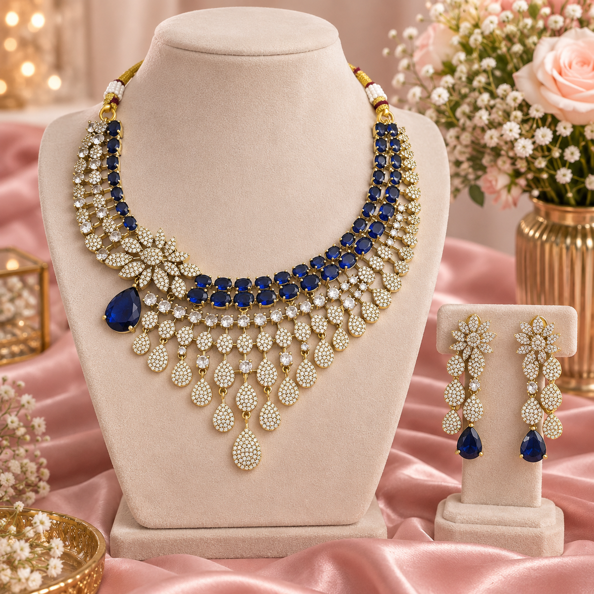 Diya Blue Victorian Choker Set