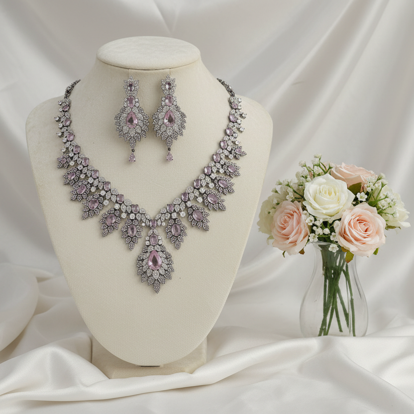 Elizabeth Pink Victorian Necklace Set