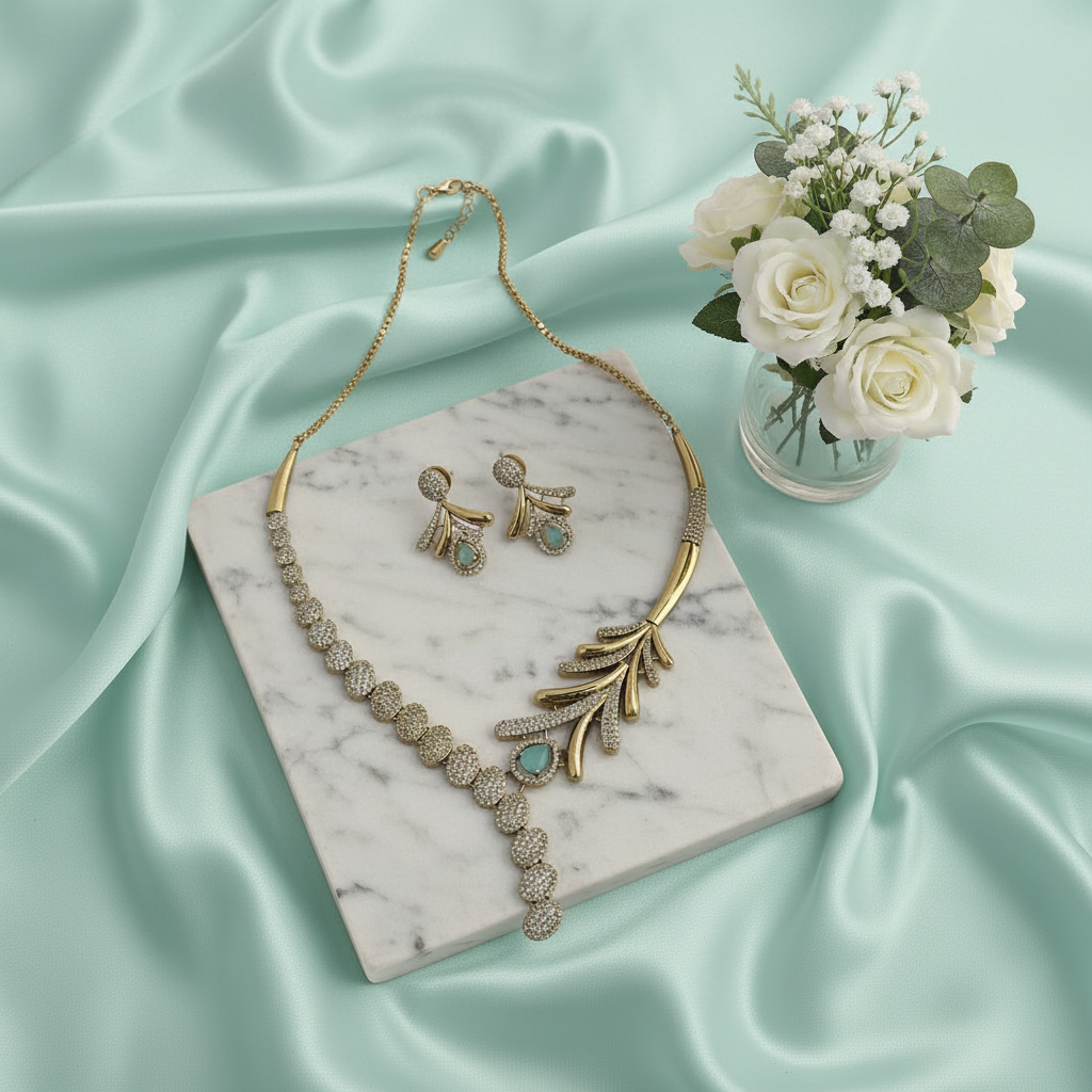 Aqua Drop Designer Necklace Set