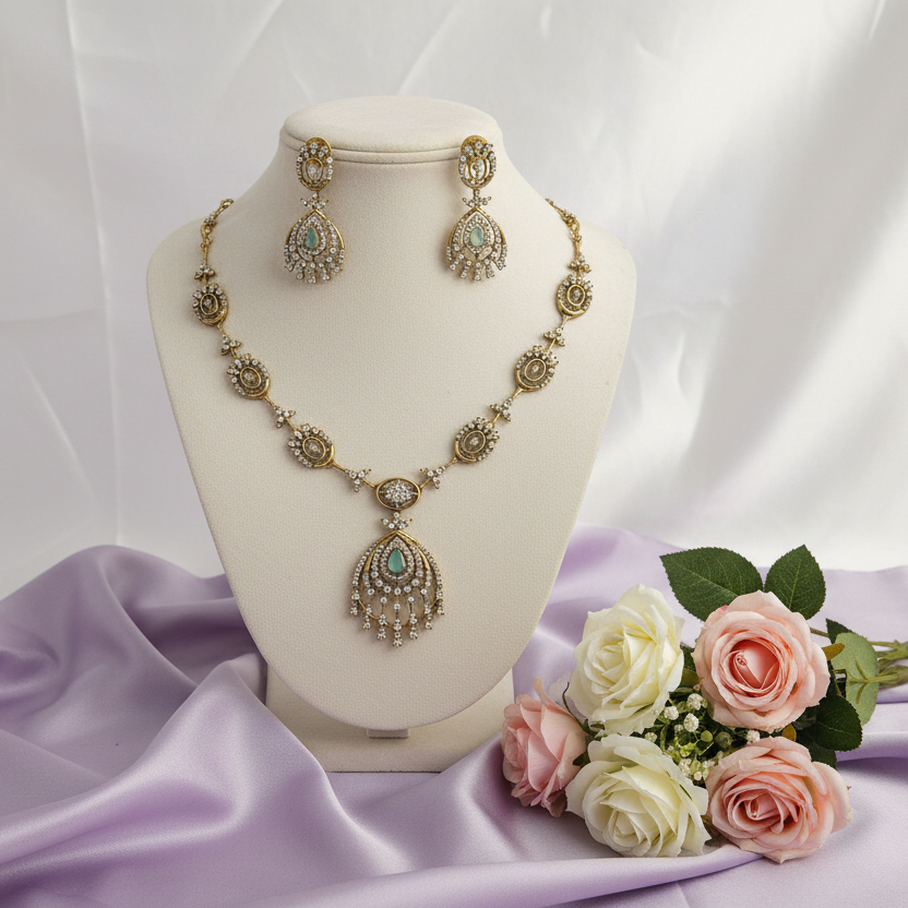 Leela Aqua Victorian Necklace Set