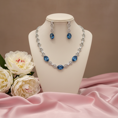 Diana Blue Zirconia Necklace Set