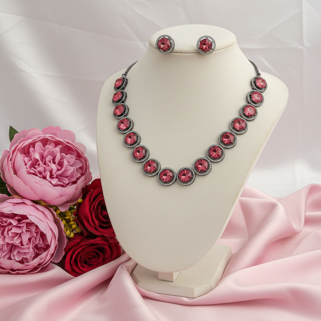 Arabella Red Victorian Necklace Set