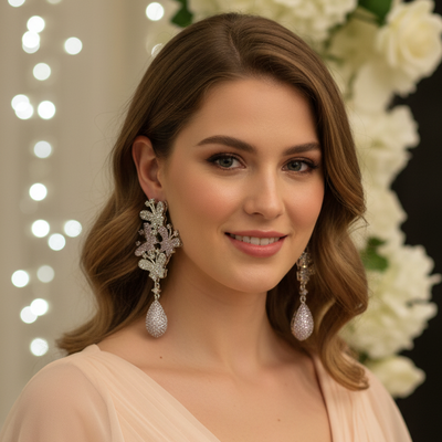 Sylvie Pink Zirconia Statement Earrings