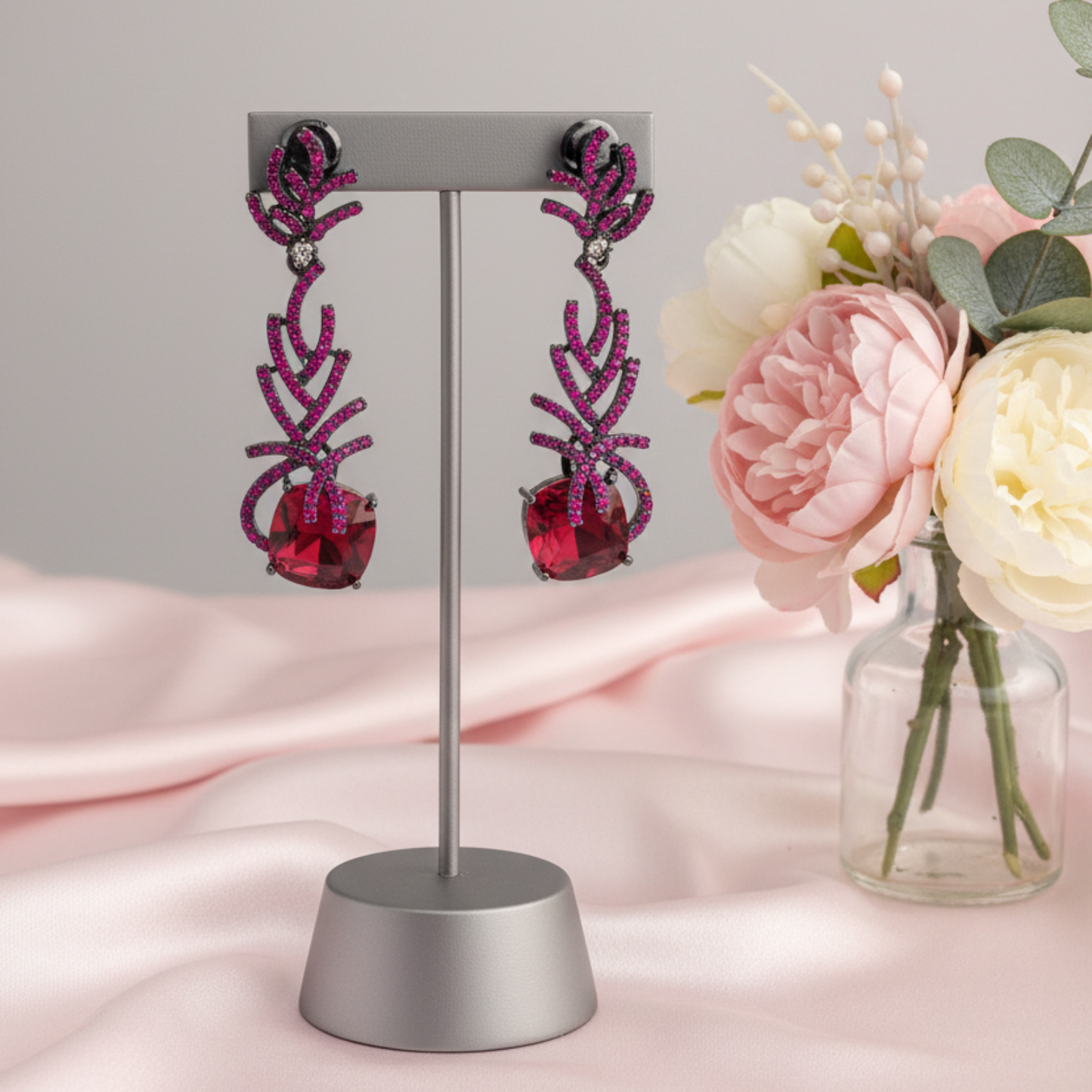Ruby Bloom Statement Earrings
