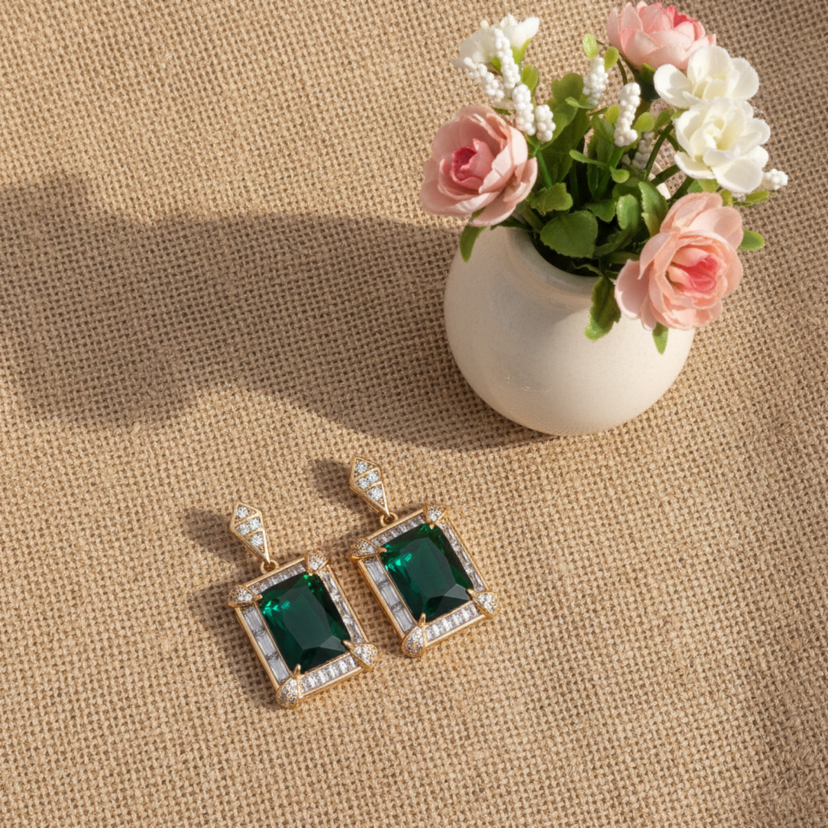 Margot Emerald Zirconia Drop Earrings