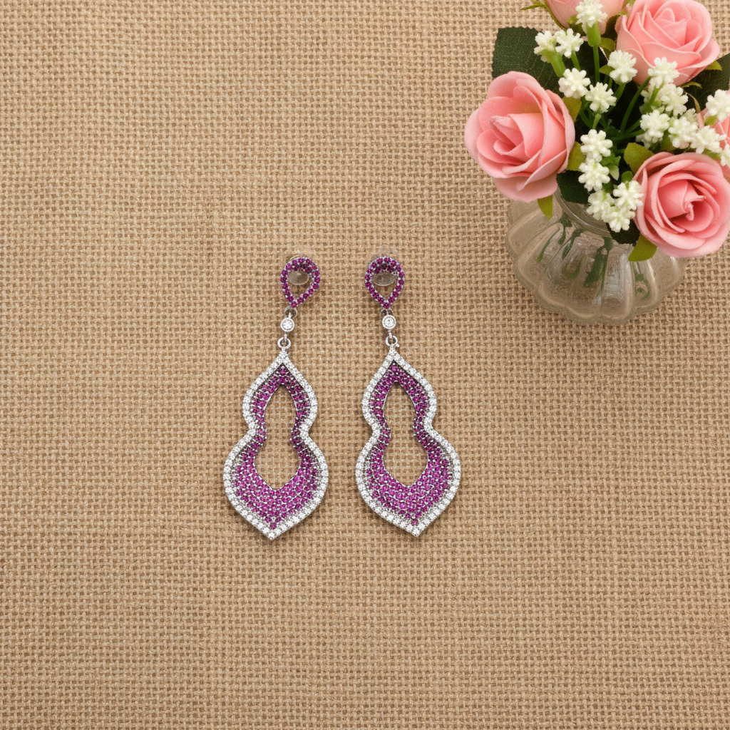Vivienne Pink Zirconia Drop Earrings