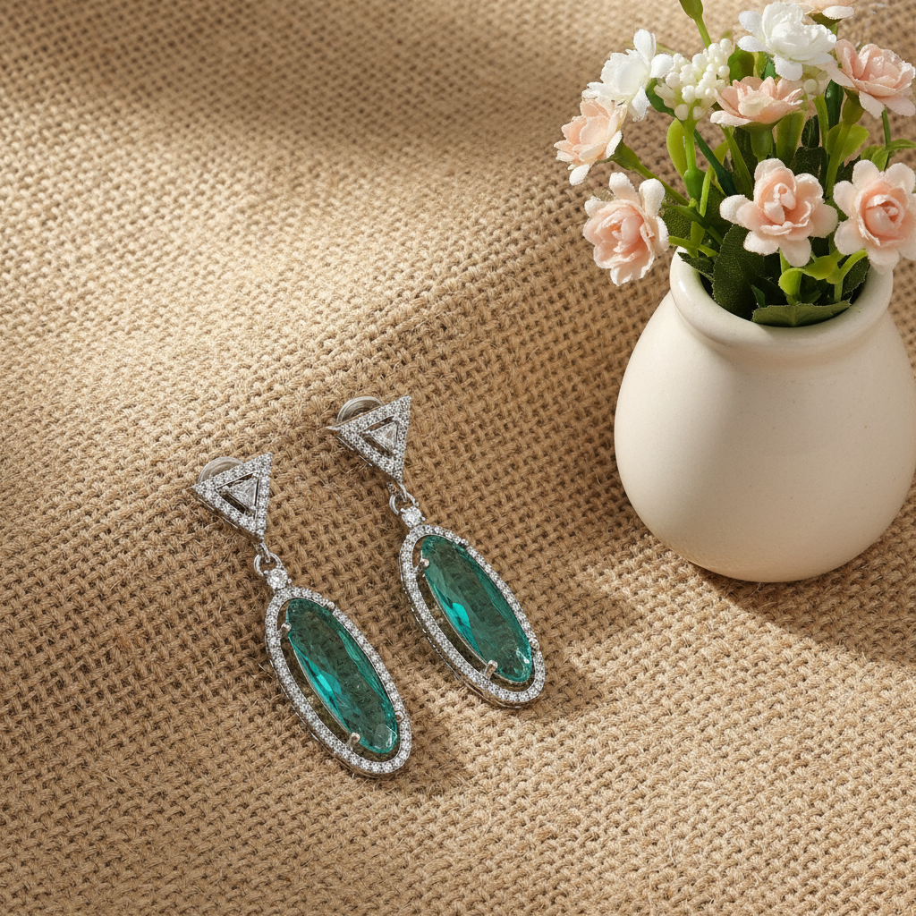 Petra Teal Zirconia Drop Earrings