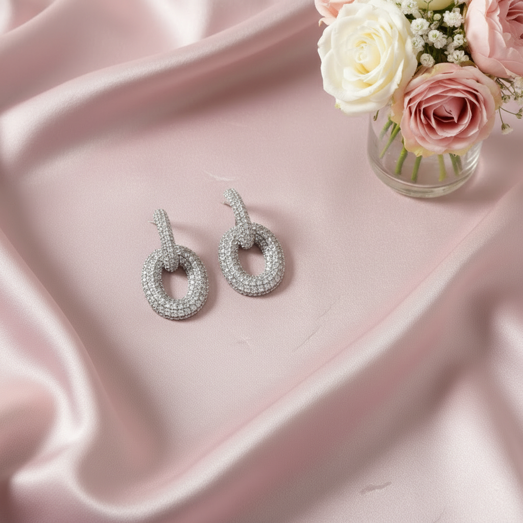 Isolde Silver Zirconia Hoop Earrings