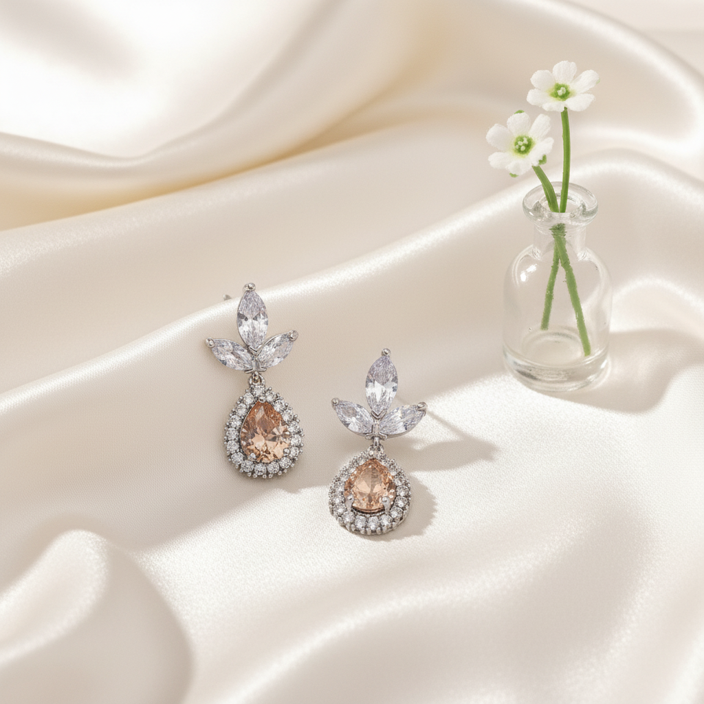 Soleil Champagne Zirconia Drop Earrings