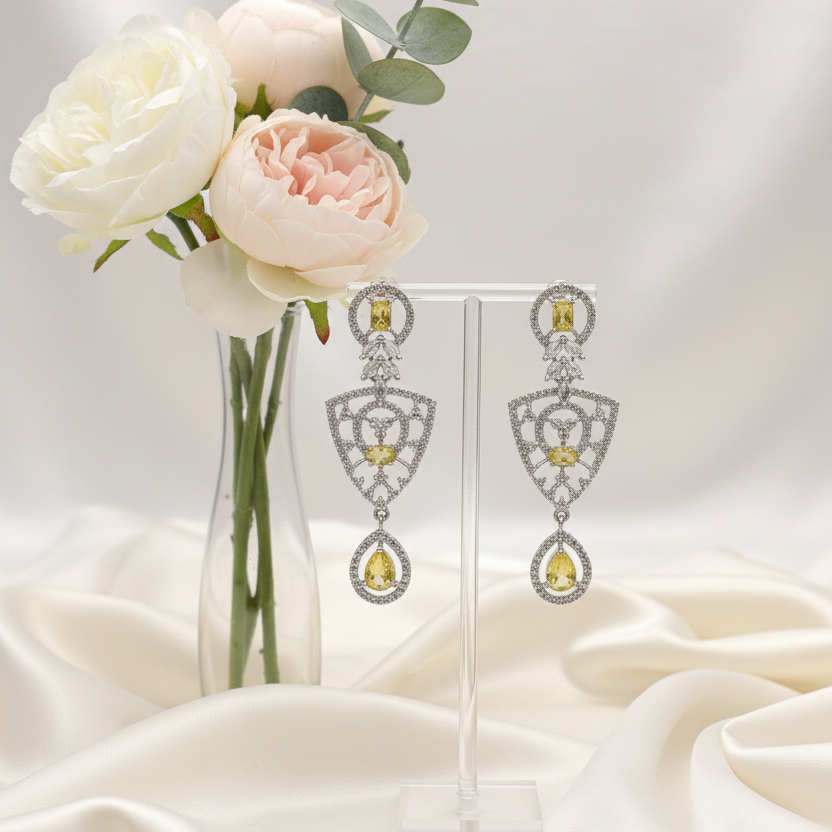 Meher Yellow Zirconia Chandelier Earrings