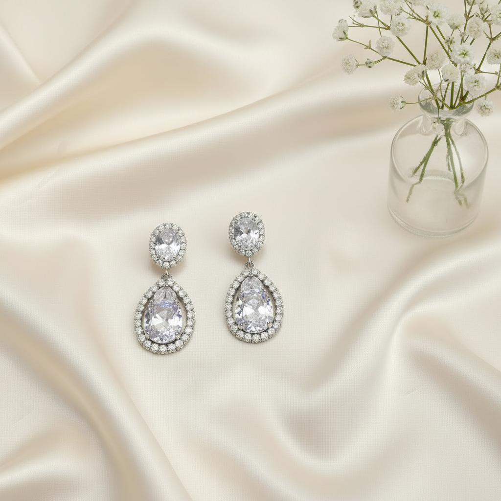 Aurora Silver Zirconia Drop Earrings