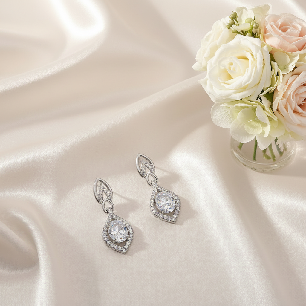 Lyra Silver Zirconia Drop Earrings
