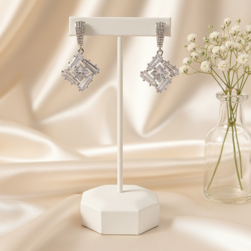 Princy Silver Zirconia Drop Earrings