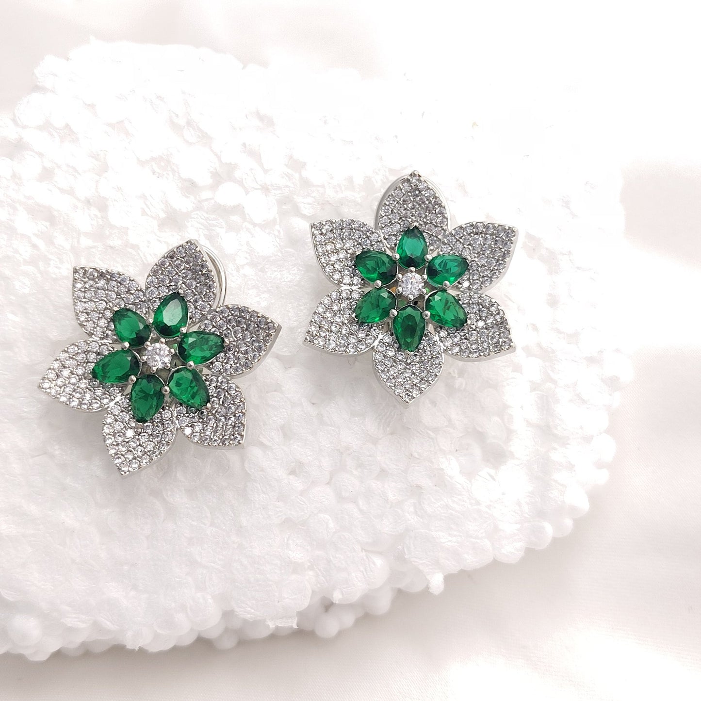 Emerald Bloom Crystal Studs