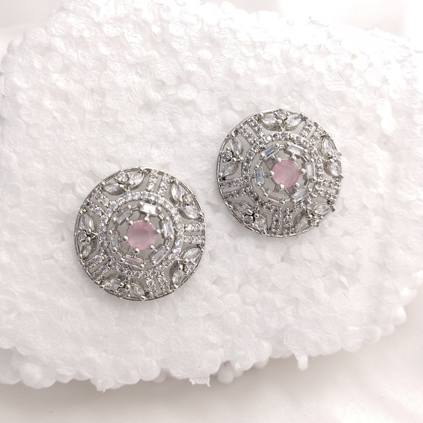 Blush Floral Crystal Studs