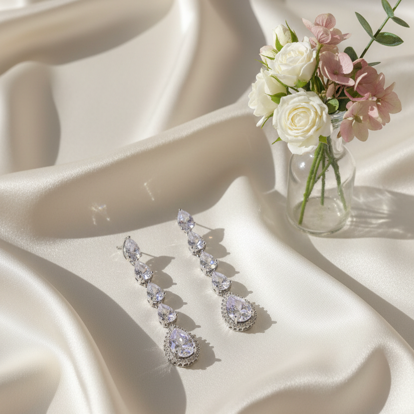 Serene Silver Zirconia Drop Earrings