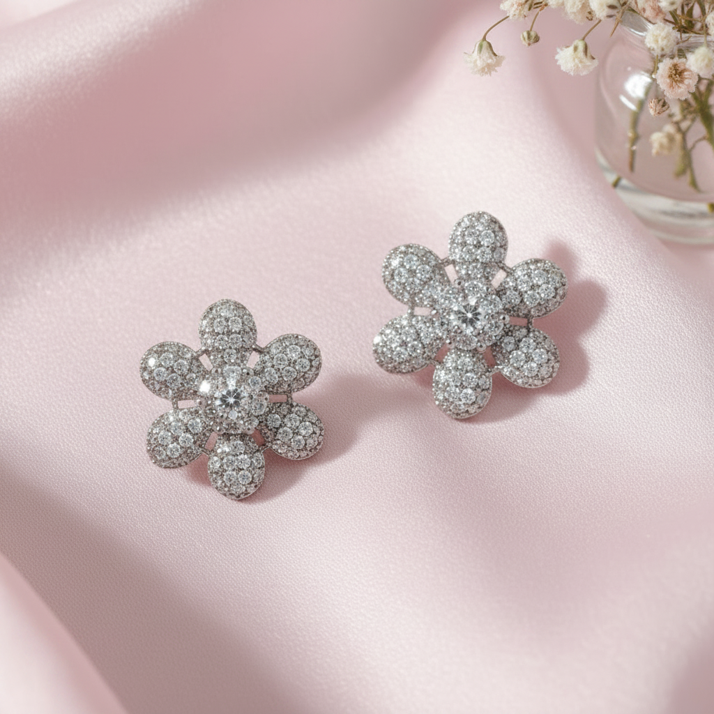 Daisy Silver Zirconia Studs