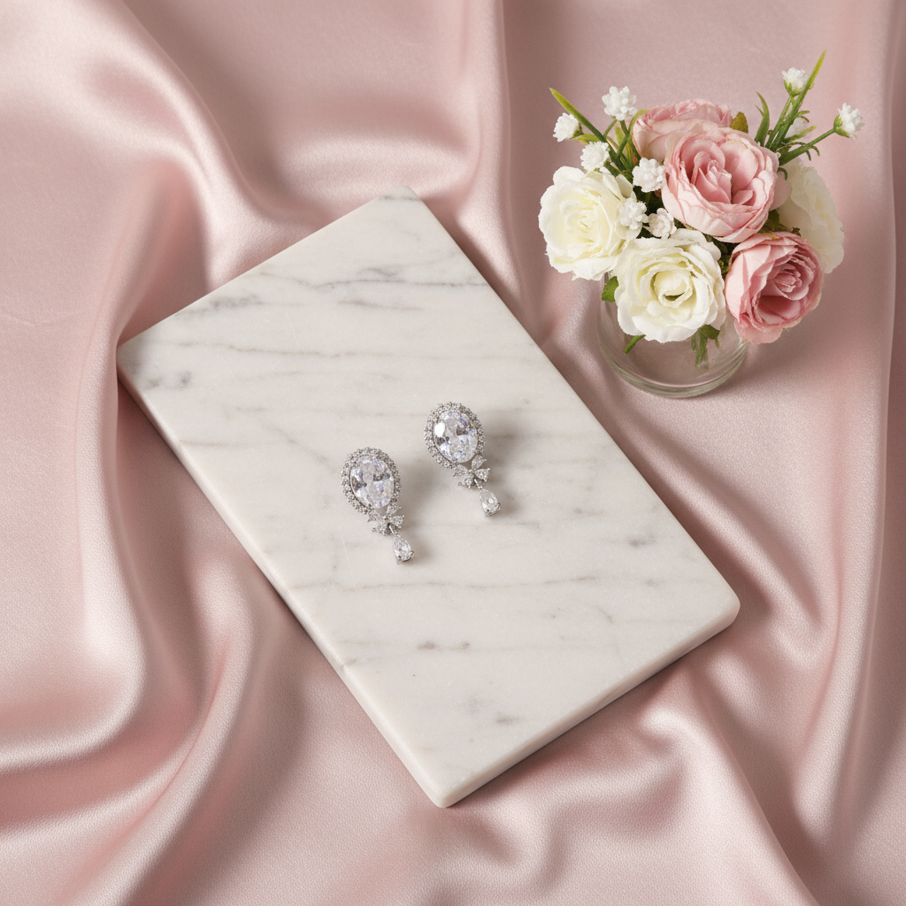 Celeste Silver Zirconia Drop Earrings