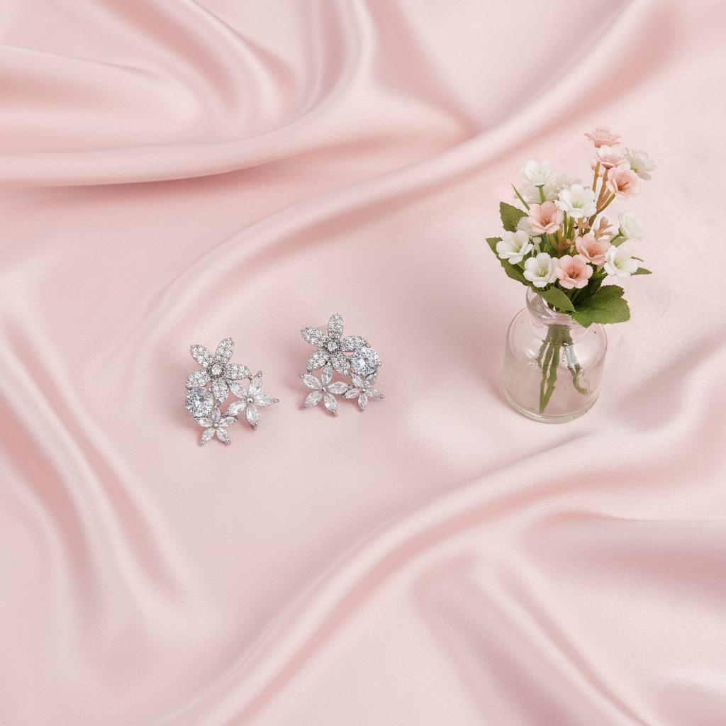 Flora Silver Zirconia Studs