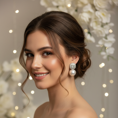 Lona Pearl Zirconia Drop Earrings