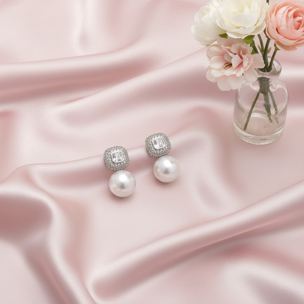 Lona Pearl Zirconia Drop Earrings