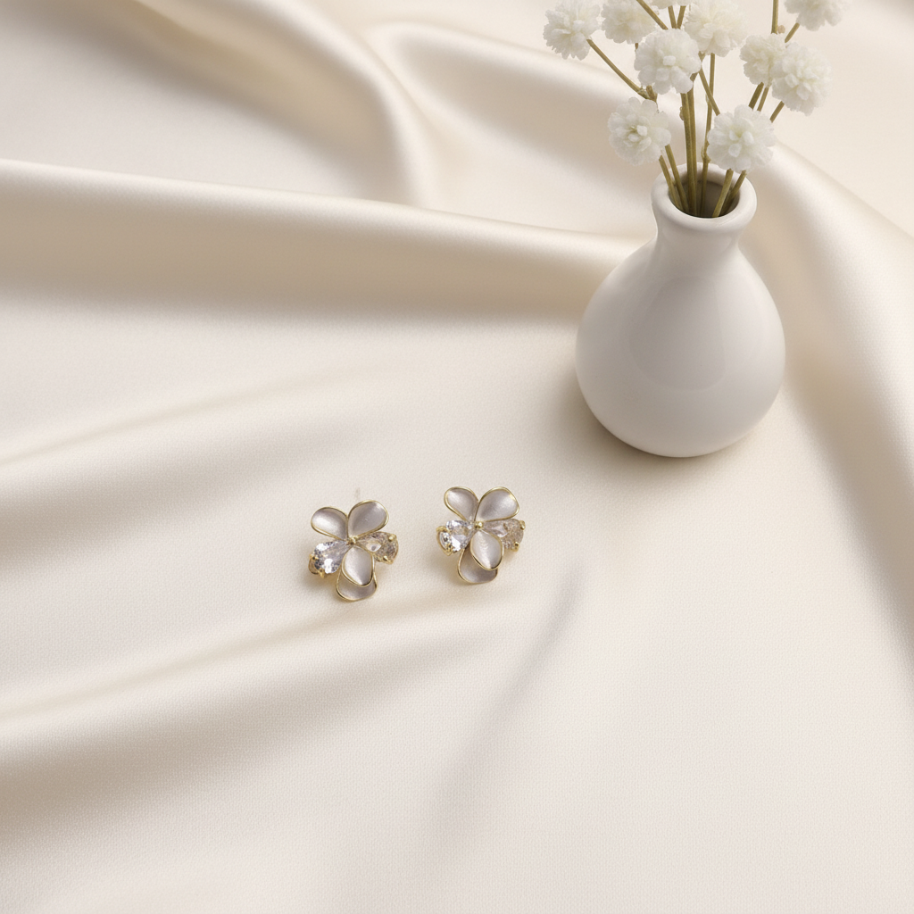 Pari Gold Enamel Zirconia Studs