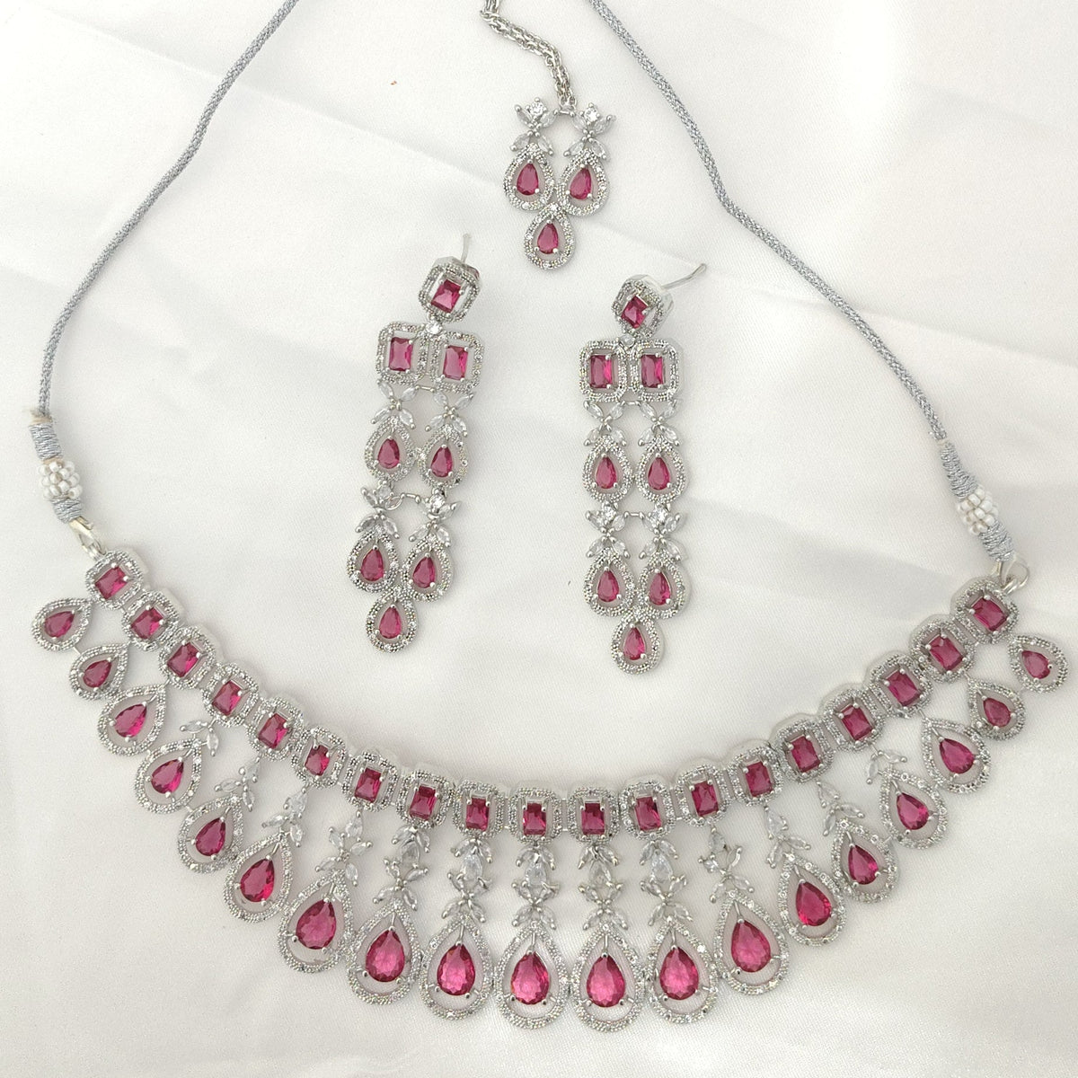 Noori Pink Zirconia Jewellery Set