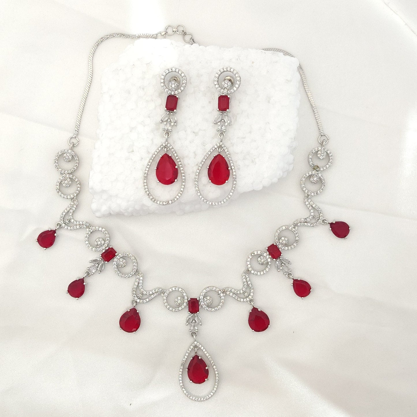 Ruby Red Teardrop Necklace