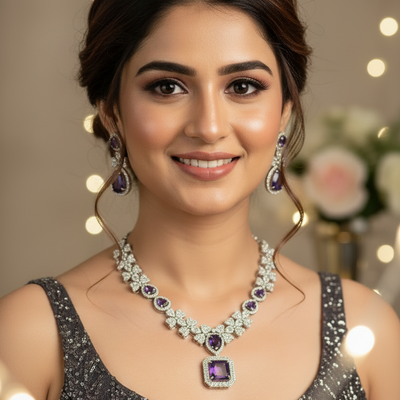 Zoya Violet Zirconia Necklace Set