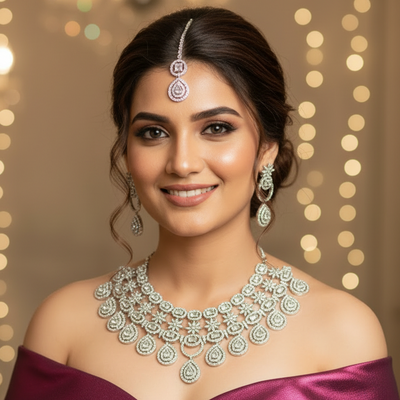 Sitara Silver Zirconia Jewellery Set