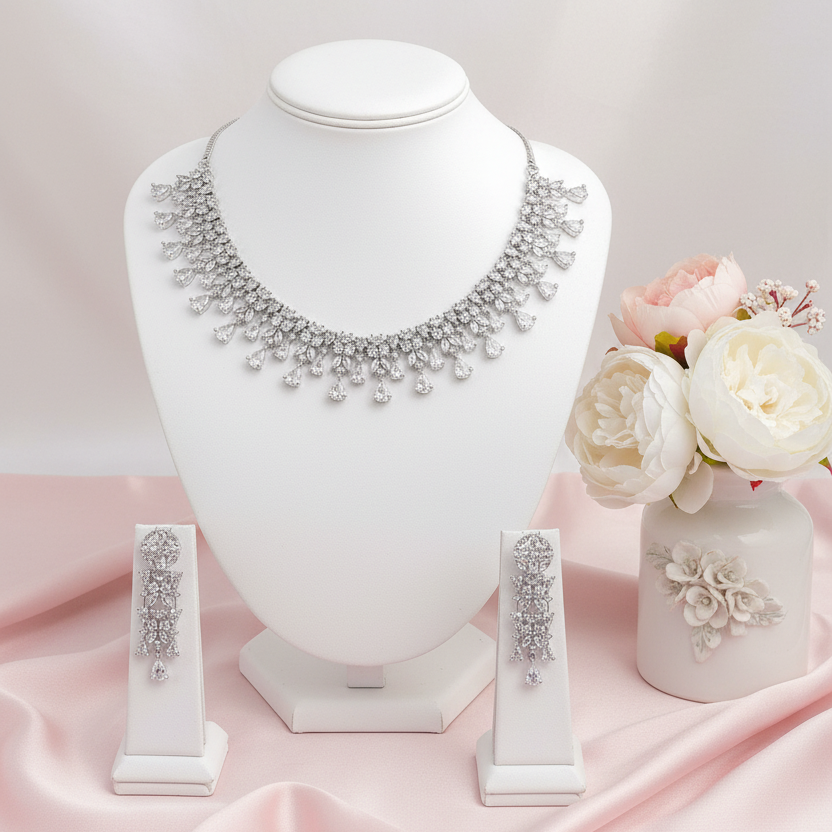 Elara White Zirconia Necklace Set