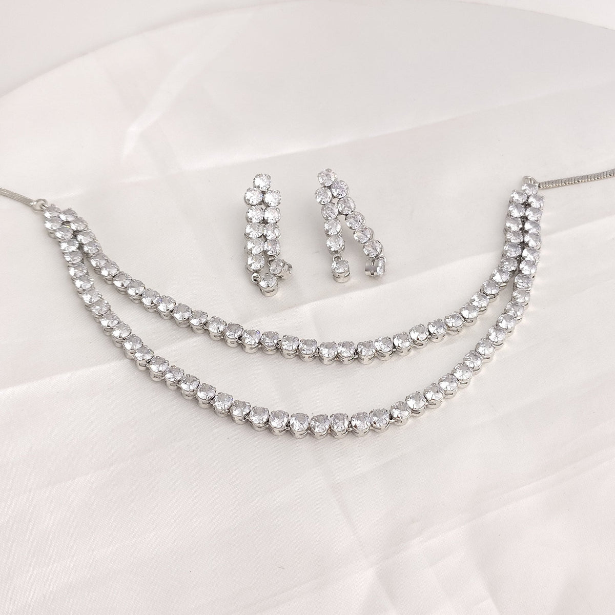 Aria Silver Tennis Necklace set