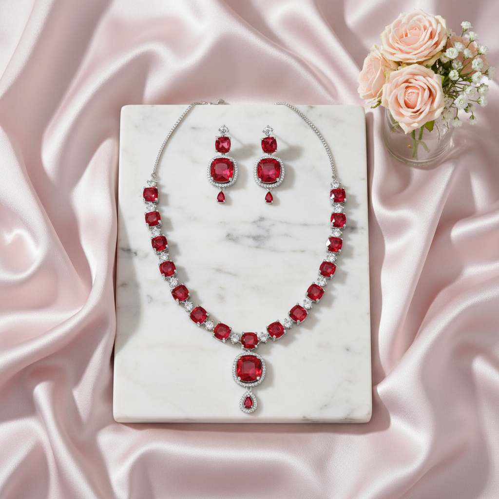 Rubina Red Victorian Necklace Set