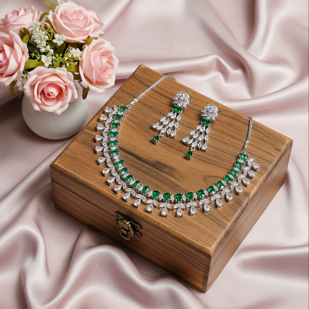 Ishi Emerald Zirconia Necklace Set