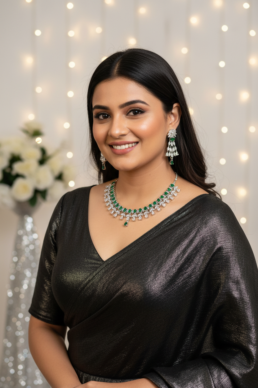 Emerald Drop Statement Necklace Set