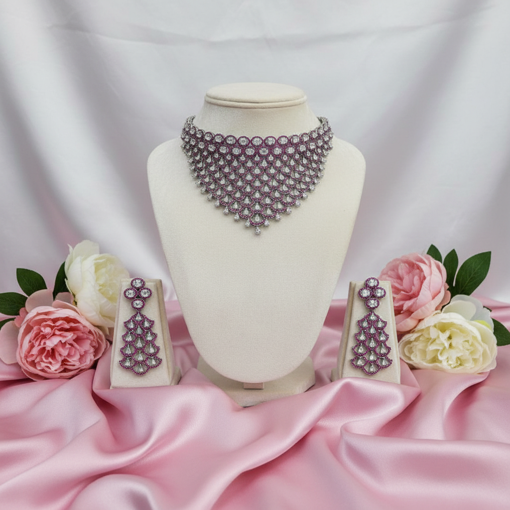 Padmini Pink Zirconia Choker Set