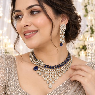 Diya Blue Victorian Choker Set