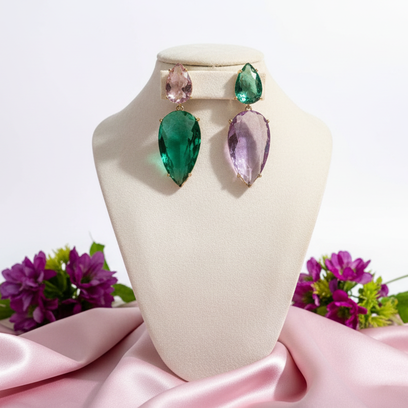 Abstract Glass Drop Earrings