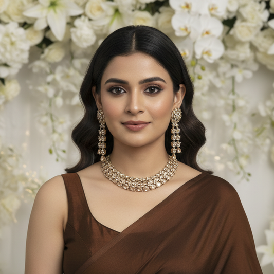 Champagne Choker Cubic Zirconia Necklace Set