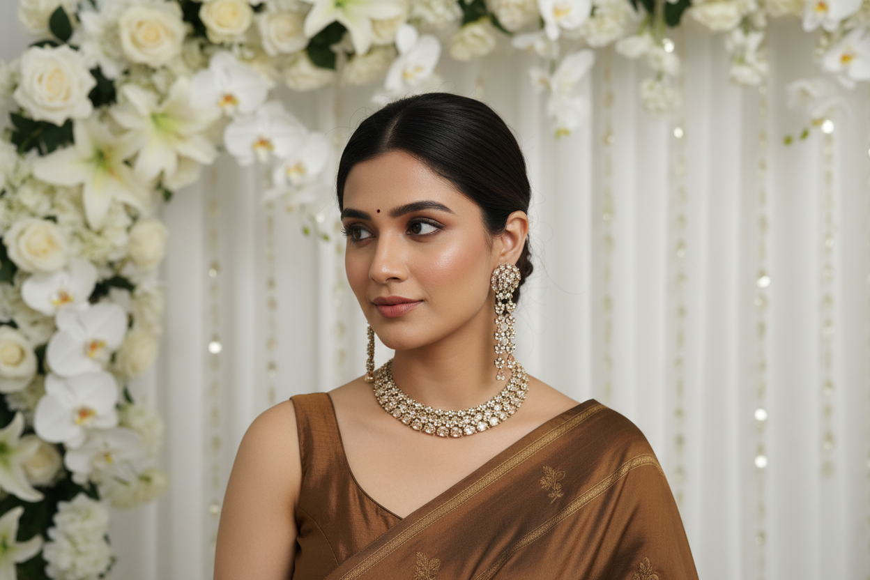 Champagne Choker Cubic Zirconia Necklace Set