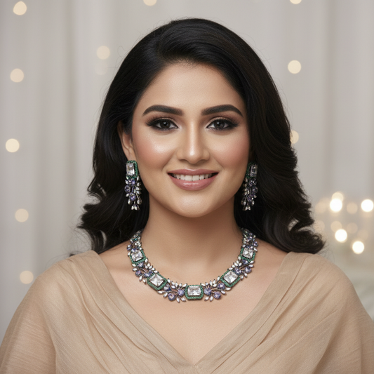Green White Nano AD Neckpiece Set