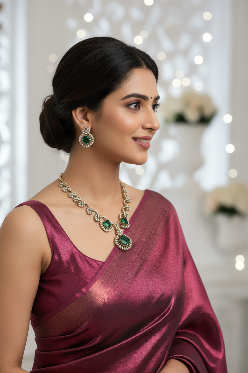Emerald Green AD Necklace Set