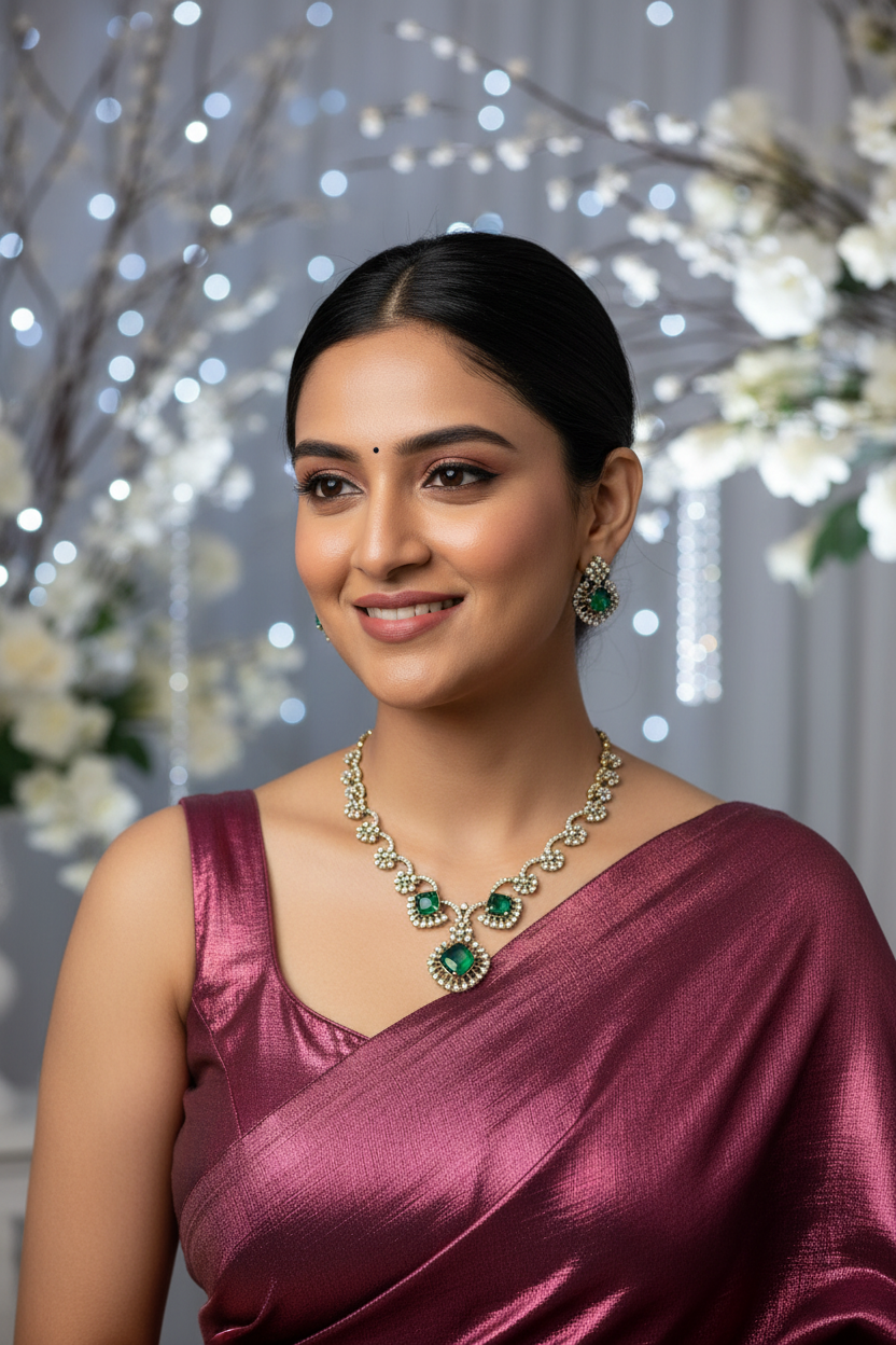 Emerald Green AD Necklace Set