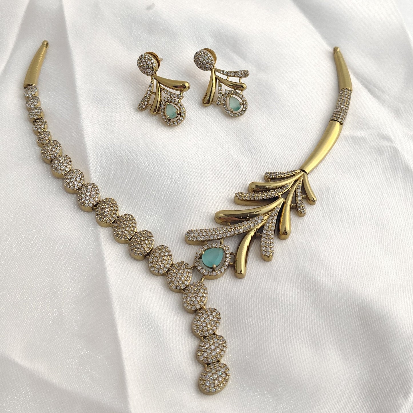 Aqua Drop Designer Necklace Set