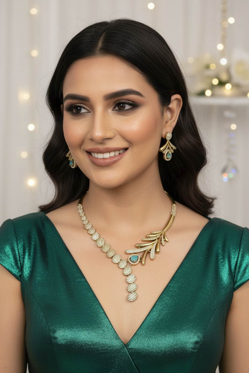 Aqua Drop Designer Necklace Set