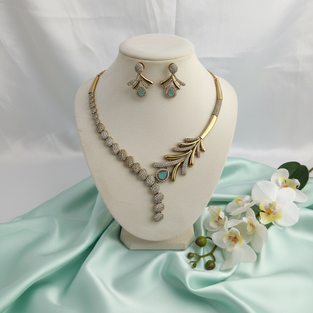 Aqua Drop Designer Necklace Set