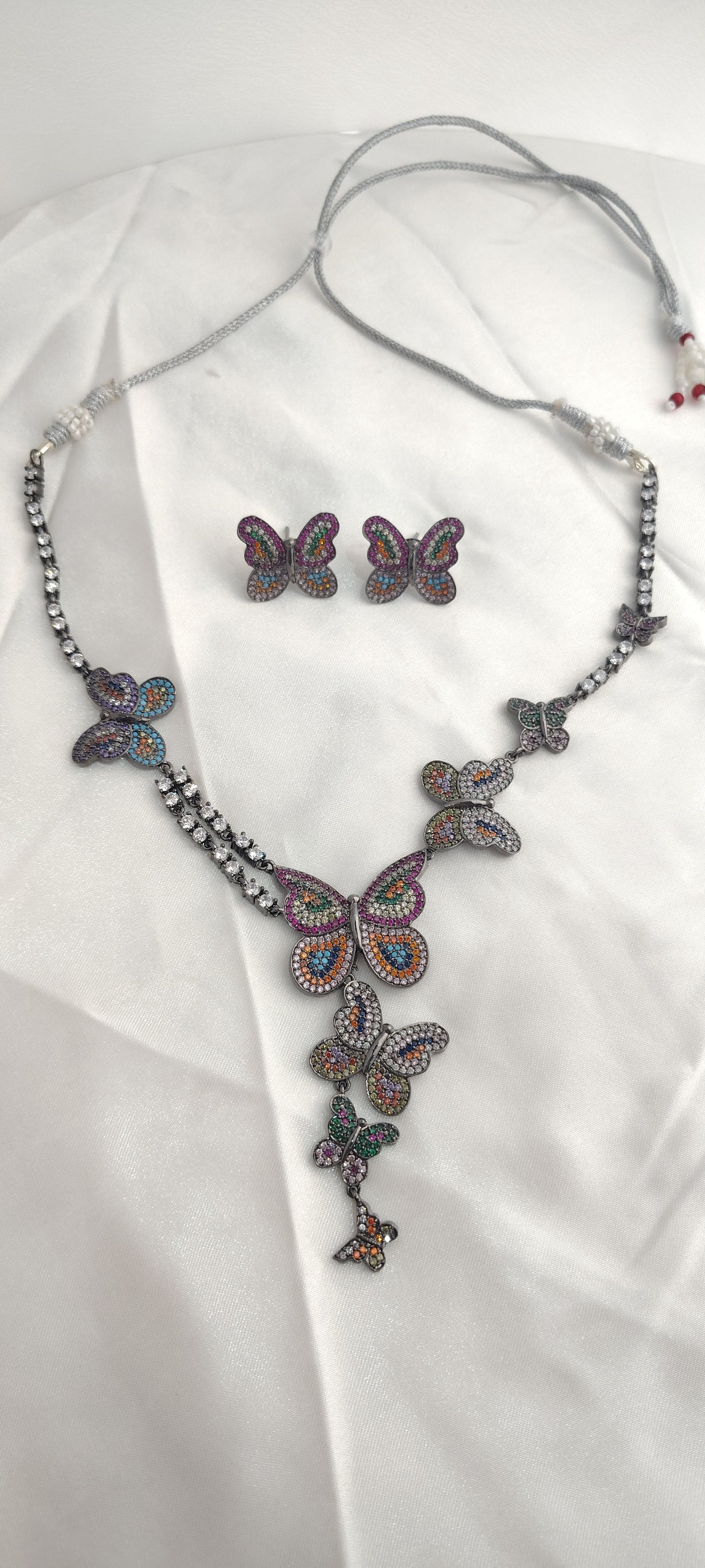 Rainbow Butterfly Statement Necklace Set