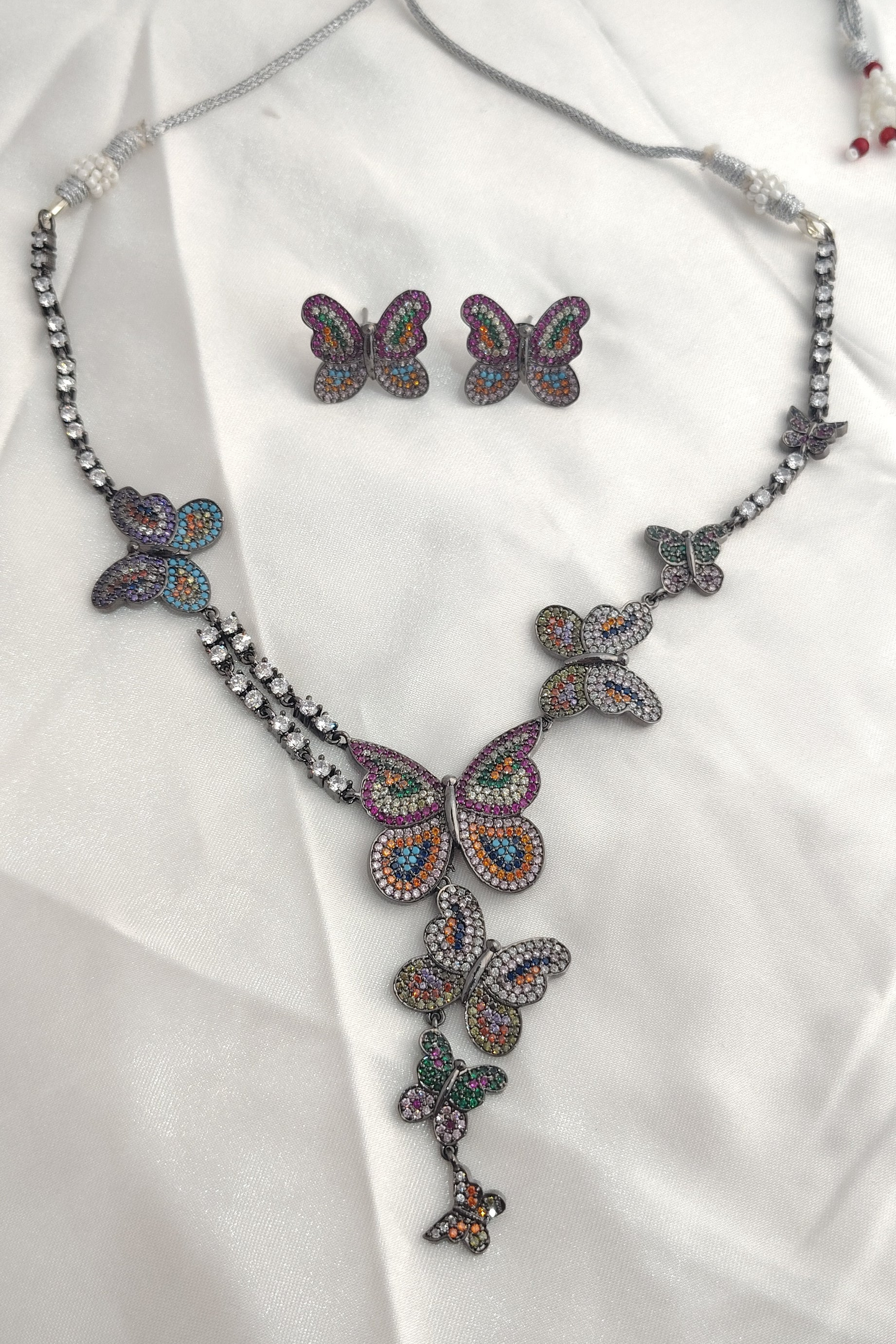 Rainbow Butterfly Statement Necklace Set