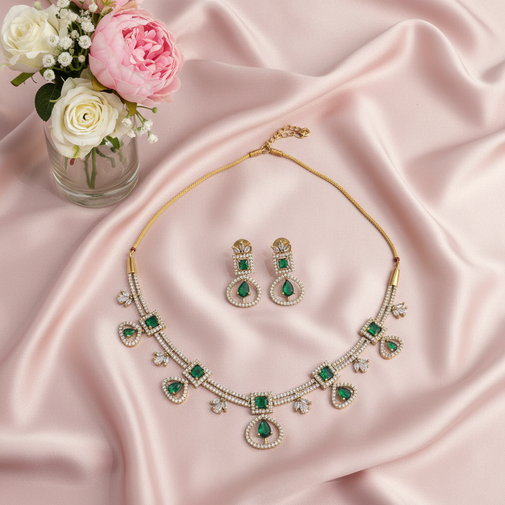 Emerald Drop AD Necklace Set