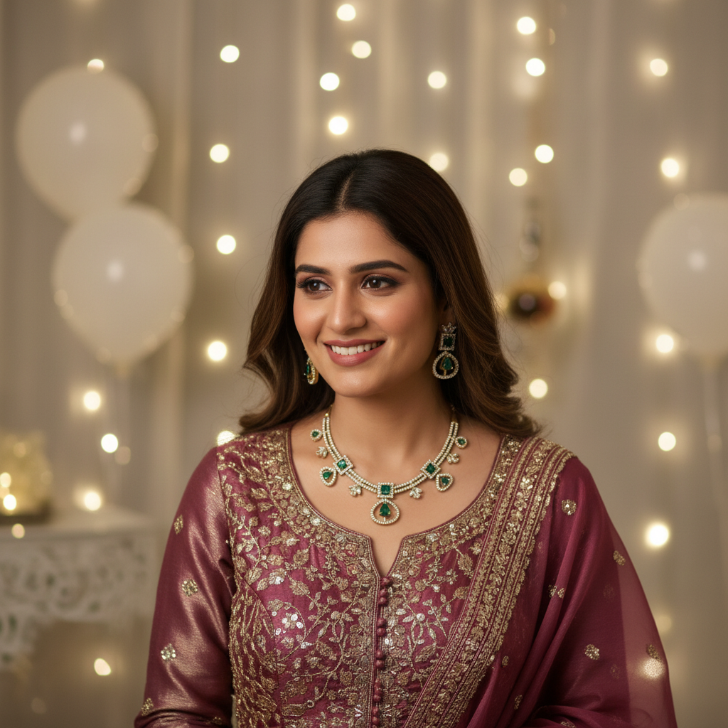 Emerald Drop AD Necklace Set